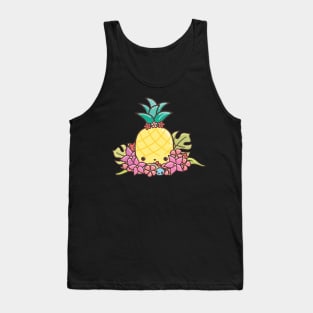 Summer vibes - a cute pineapple and tropical flowers in summer colors Tank Top